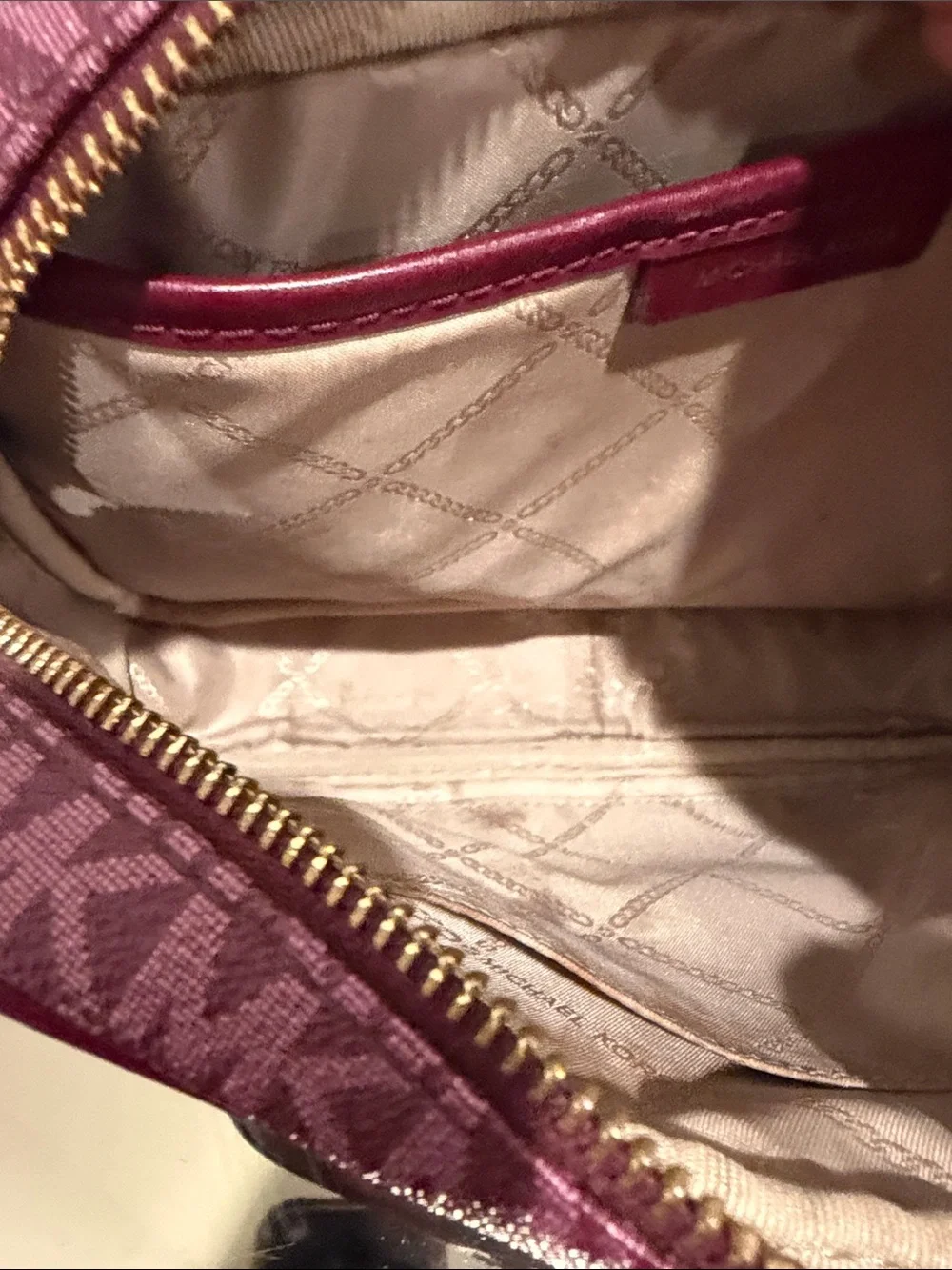 Michael Kors Rose Pink Signature MK Crossbody with Gold Chain